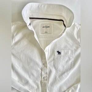 Abercrombie Kids Classic crisp White Button Down Shirt blouse girls xl 12 14